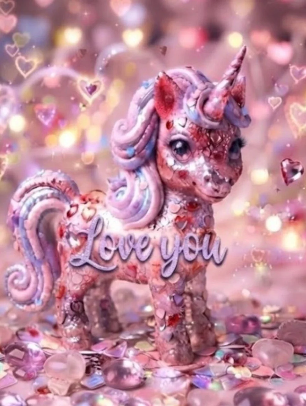 8.5x11 Cardstock Print Pink Pastel Unicorn Figurine 